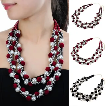 

3 Color Bohemia Style 3 Layers Bib Statement Collar Glass Beaded Choker Necklace Fashion Jewelry For Women Wholesale