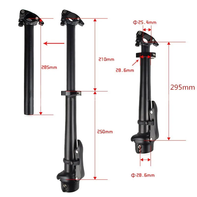25,4*28,6*460 мм складной велосипедный стержень быстросъемный алюминиевый сплав регулируемый стержень без зубов BSZ002