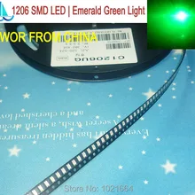 500 шт./лот)(светодиодный | SMD) 1206 SMD СВЕТОДИОДНЫЙ изумрудно-зеленый излучающий цвет, светильник, 1206 3000 шт. в катушке