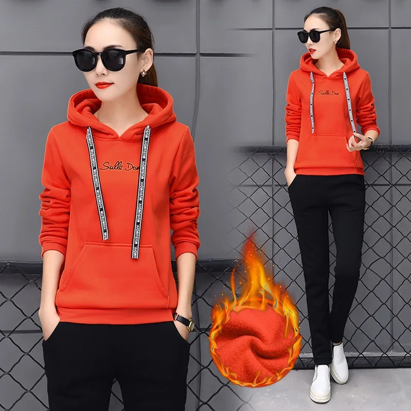 

Spring and autumn new 2019 Fashion women suit women's tracksuits casual set with a hood fleece sweatshirt two pieces set