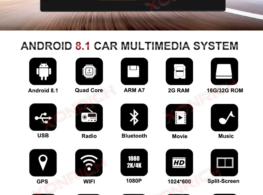 Best 7 inch Android 8.1 Universal Car Multimedia Radio Player Stereo Head unit Steering Wheel NO DVD Quad Core Wifi GPS Navigation 1