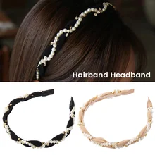 Черный свет Кофе обруч для волос небольшой горный хрусталь имитация жемчуга модные женские туфли роскошные аксессуары зажим для волос шпилька