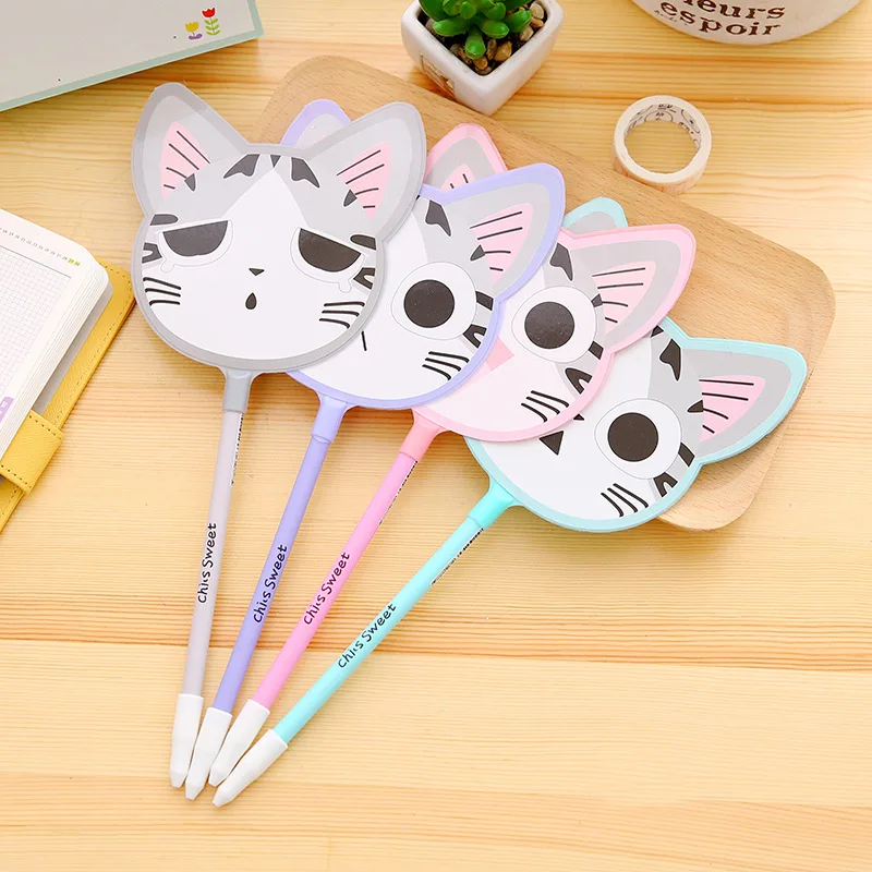 

20 Pcs Stationery Creative Cartoon Cat Fan Pen Stationery Wholesale Canetas Material Escolar Kawaii School Supplies School Tools