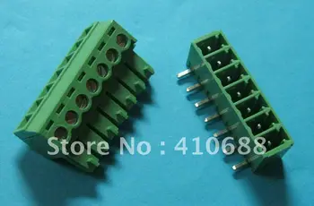 

60 pcs Angle 7 pin/way Pitch 3.5mm Screw Terminal Block Connector Green Color Pluggable Type with angle pin