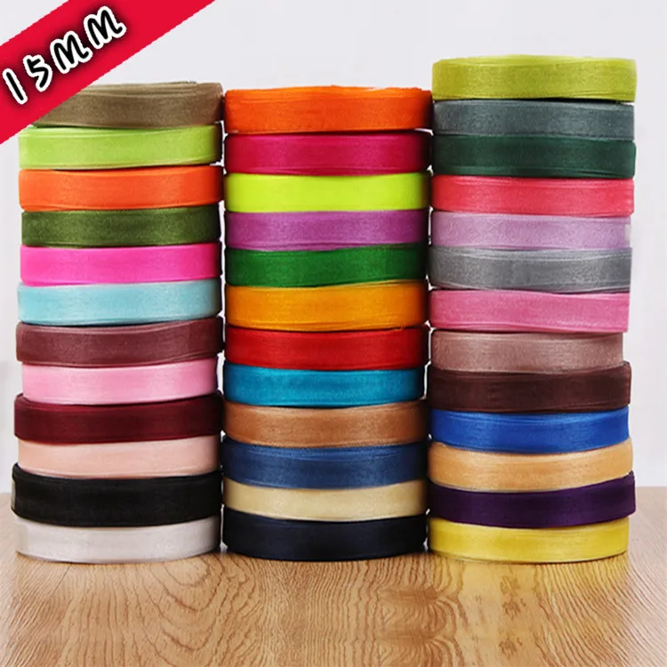 

Hot sale 15mm Silk organza ribbon For Sewing Wedding Party Handmade Decoration Webbing Gift Packing DIY crafts (22 meters/roll)