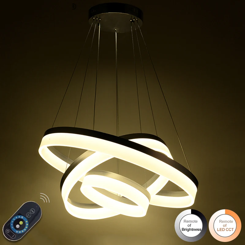 

VALLKIN DIMMABLE LED Pendant Chandeliers Lamp Round DIY Styling Acryl Fixtures with Remote Control CE ROHS FCC