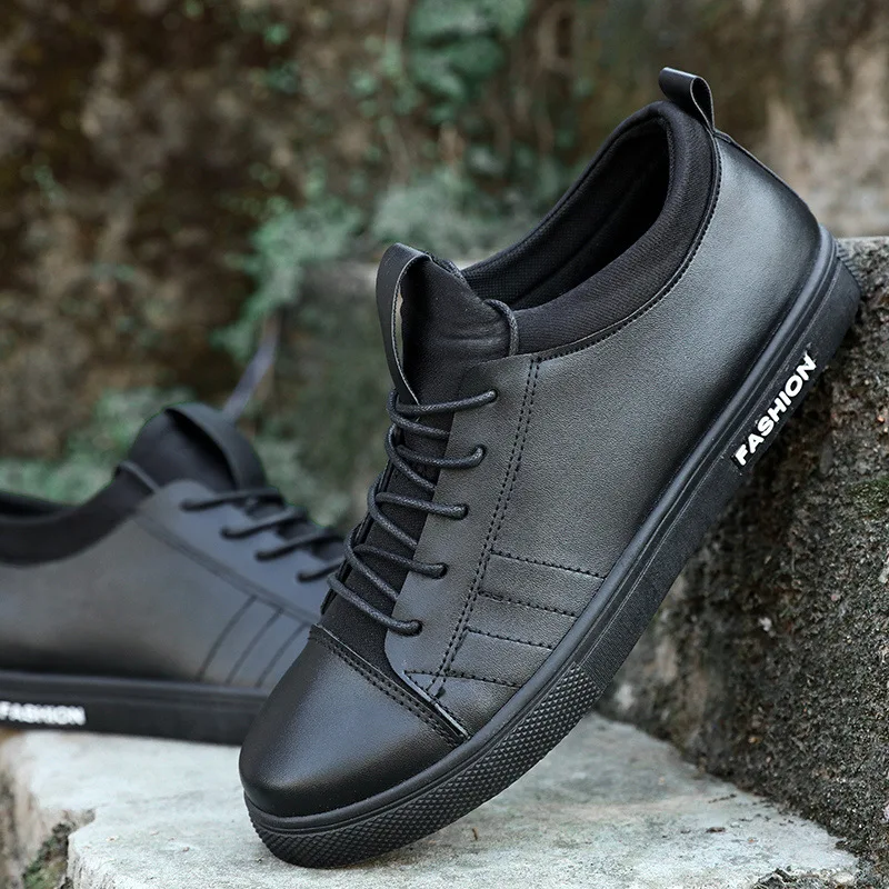 

Cheapest 2018 Young Men's pu leather casual shoes Fashion Breathable slip on Sneakers zapatillas deportivas Student boys569