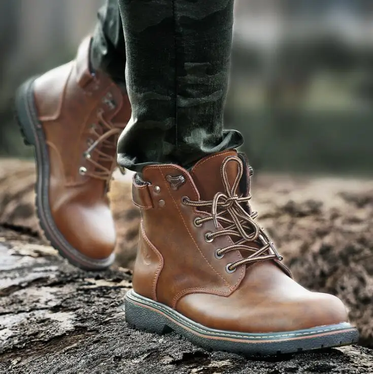 

Fashion New Mens Ankle Motorcycle Boots Winter Autumn Shoes Vintage Hightops Oxfords Man Lace Up men0029
