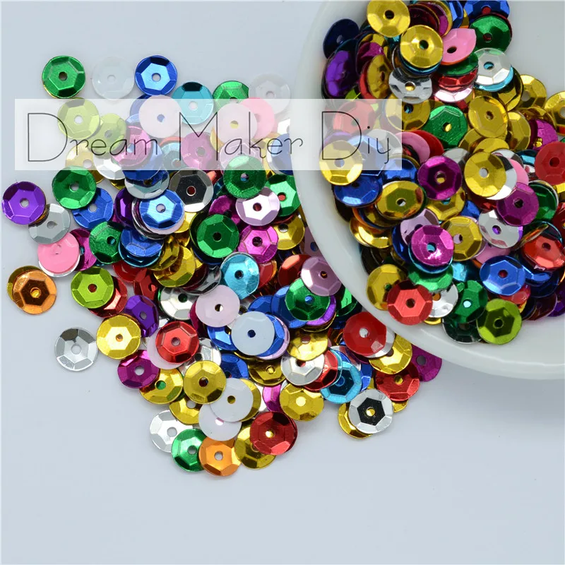 5000pcs(50g) 6mm Silver base Color Cup Loose Sequin Paillette Sewing Craft of Garment Dress Kids DIY Decoration |