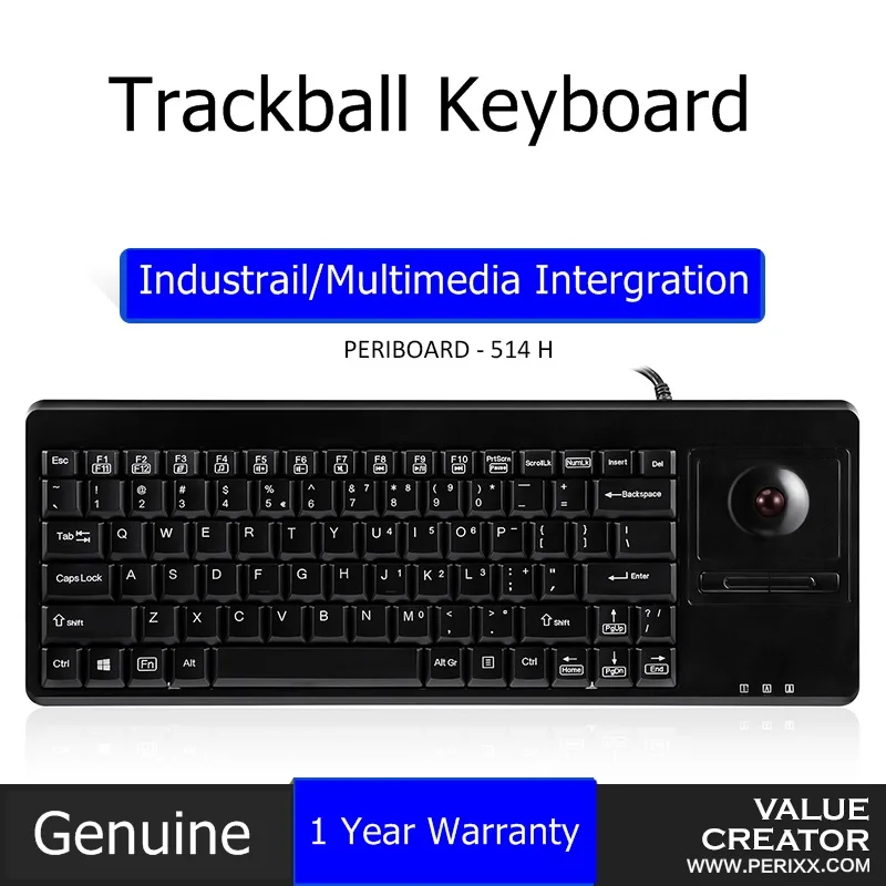 Perixx PERIBOARD-514 PLUS Mini Size USB Wired Trackball Keyboard-USB Interface Compact With Multimedia Features | Компьютеры и офис