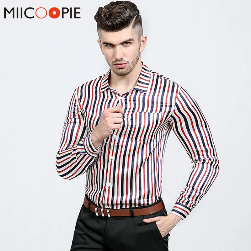 Luxury French Shirts Men Brand Clothing Long Sleeved Classical Glossy