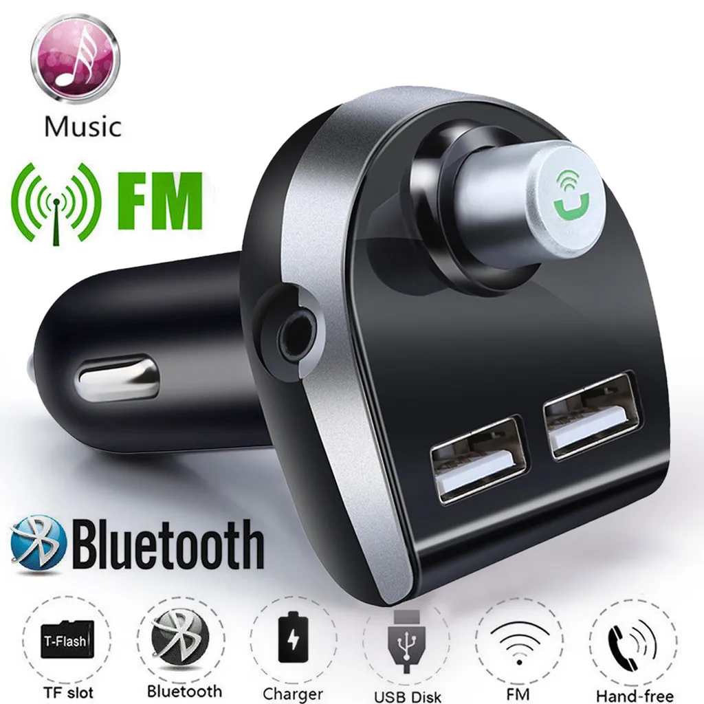 

FM Transmitter Assist Bluetooth Modulator Hands-free Car Kit Audio Car MP3 Player Fast Charging, Dual USB Port