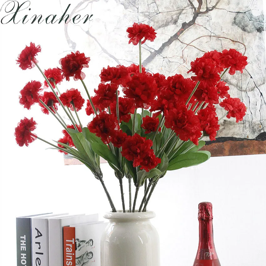 XINAHER Artificial carnation flowers Stamen silk flower bouquet for