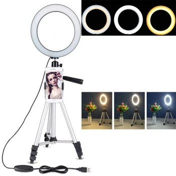 

Photo Studio Phone Video 20CM LED Beauty Ring Light Photography Dimmable Ring Lamp+Tripod for Selfie/Live Show/Fill-in Light