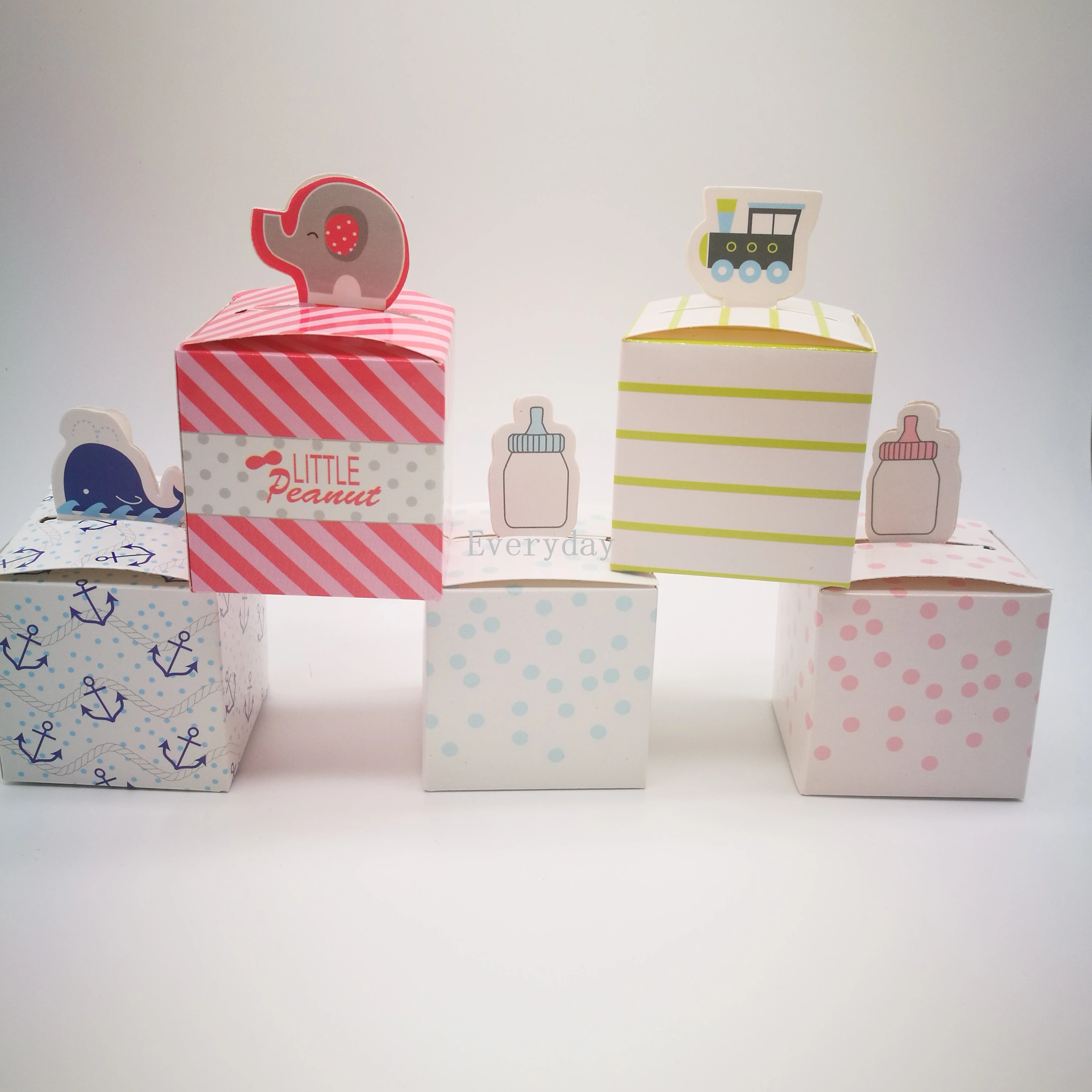 

10pcs Baby Shower Candy Box Milk Bottle Brush Blue Whale Gift Box Pink Eleghat Gift Bag Baby Birthday Paper Box Party Supply Box