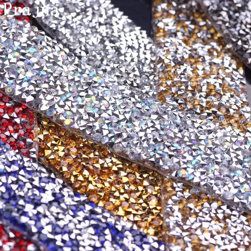 

Prajna Clear Hotfix Rhinestone Belt Applique Craft Decorations Rhinestone Trim Chain Wedding Dress Artwork Jewelry Supply 1 Yard
