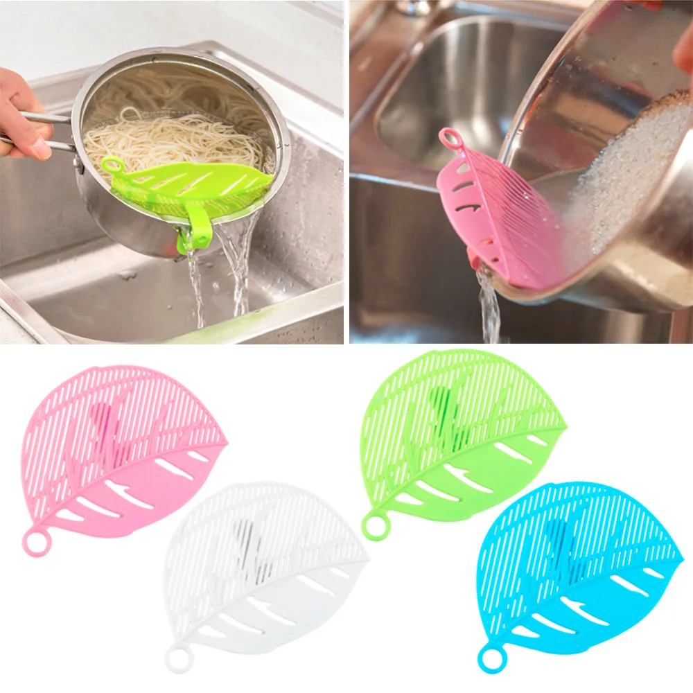 

2018 Hot Sale 1PC Durable Clean Leaf Shape Rice Strainer Sieve Beans Peas Cleaning Gadget Strainer for Kitchen Clips Tools