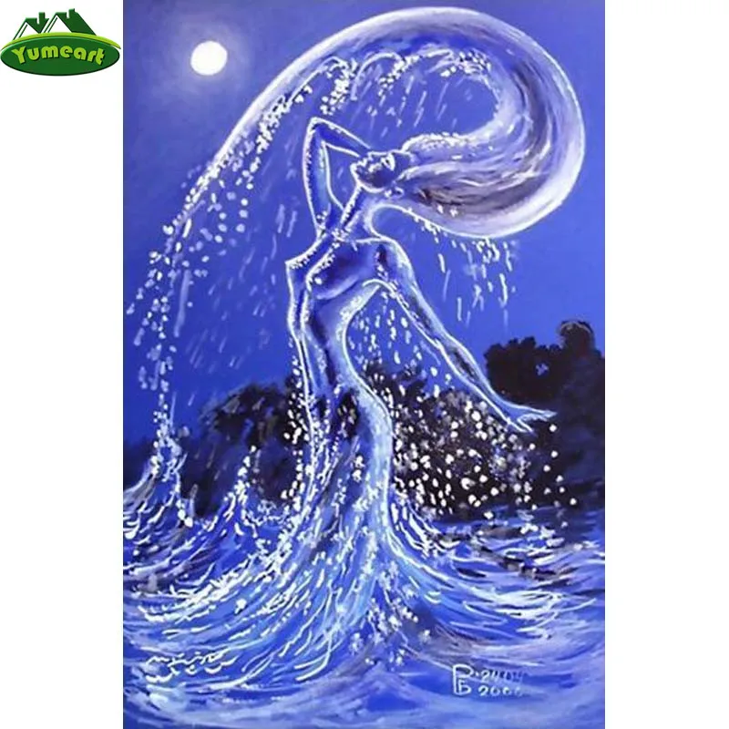 YUMEART алмазная живопись по номерам мультяшная вода Женская Вышивка крестиком