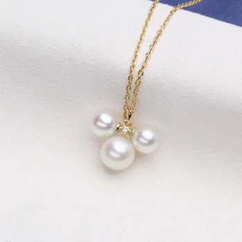 

Luxury genuine G18K Gold Accessories Fashion Pearl Pendant Settings Findings Pendant Mountings Women Accessories Female Jewwelry