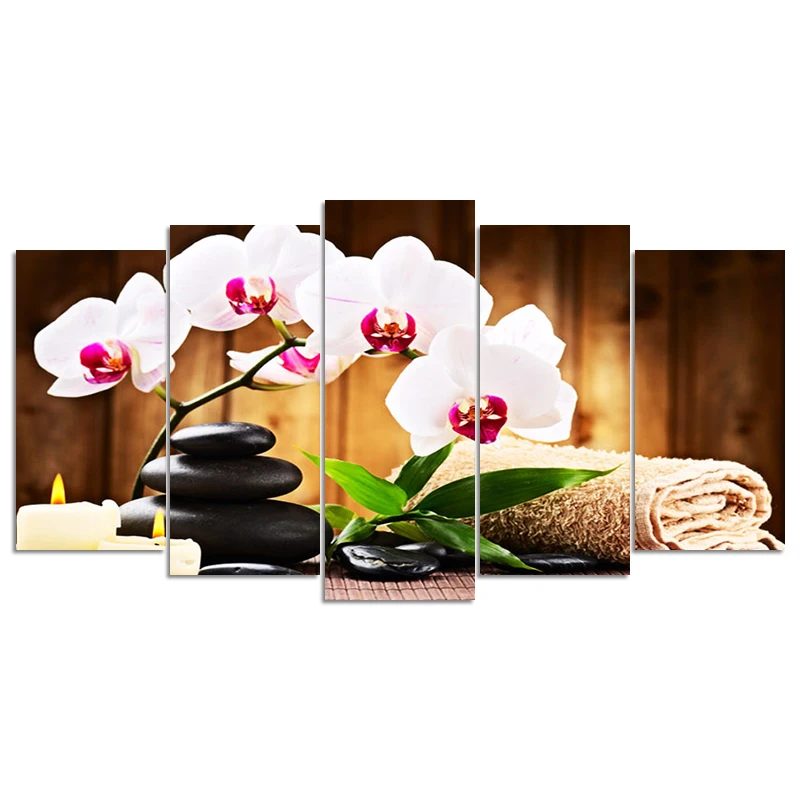 full square diamond 5D DIY painting Orchid&ampstone 5pcs embroidery Cross Stitch Rhinestone decoration | Дом и сад