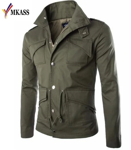 MKASS 2017 High-quality Cotton Military Jacket British trade temperament Slim large size stylish Mens Jackets army Size M-4XL