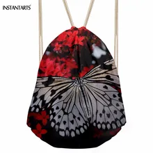 INSTANTARTS 3D Животные бабочки печати женские мешки с кулиской простые ультралегкие женские дорожные Упаковочные пакеты многофункциональная сумка для хранения