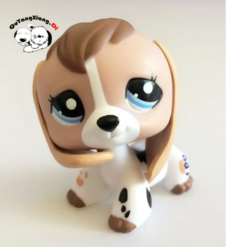 CWG022 Pet Shop фигурка животного белая бежевая коричневая Бигль собака голубые глаза