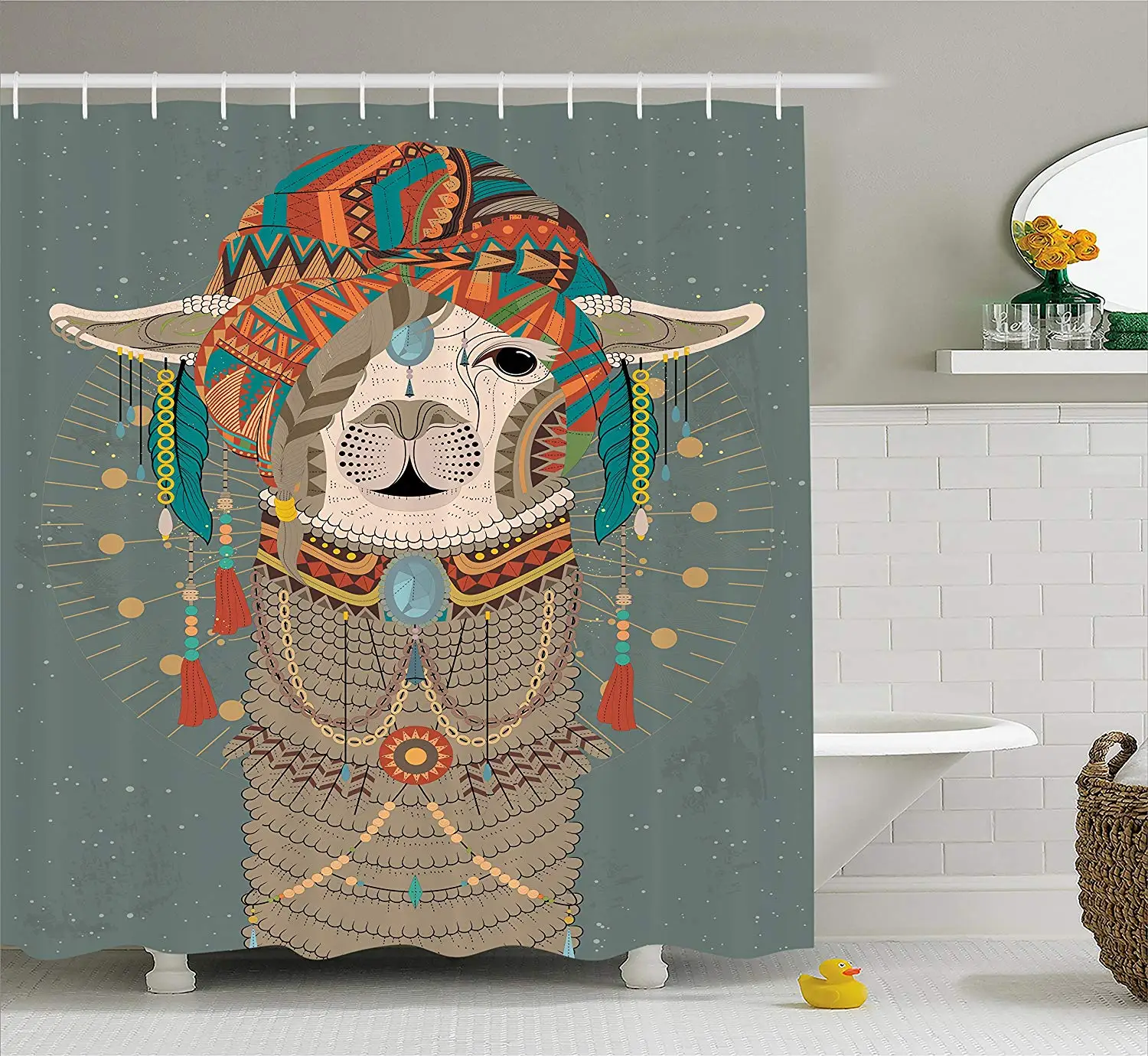 Colorful Headwear Wearing Llama with Accessories Earrings 