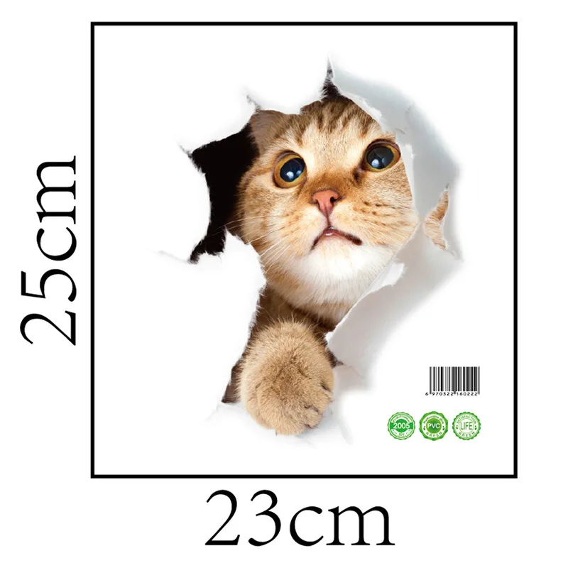 PVC 3D cute cat toilet stickers on the toilet seat creative decoration animal stickers on the wall refrige door bathroom decals  (3)