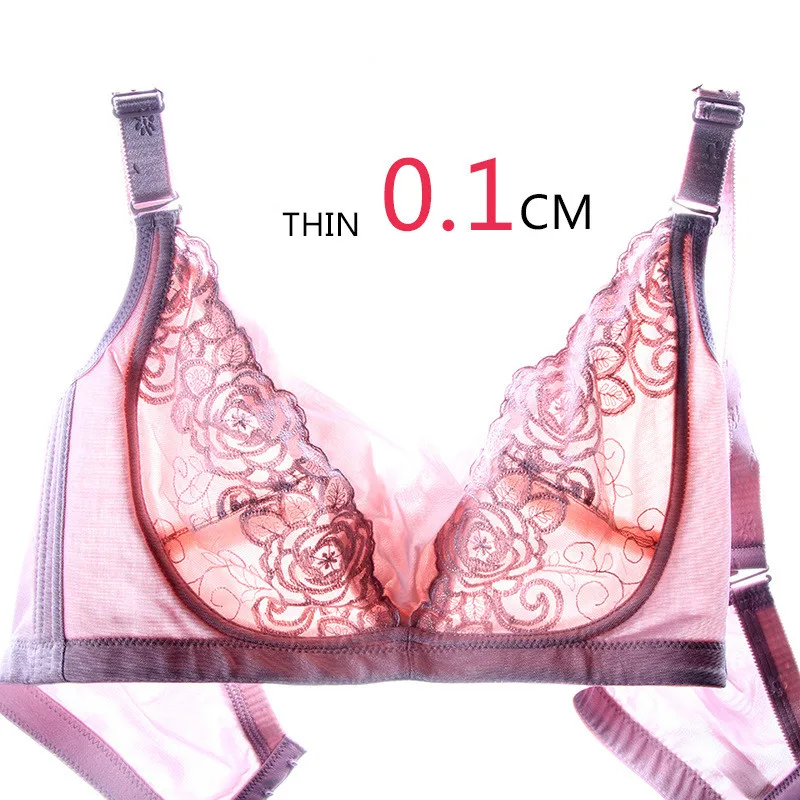 

Ultra Thin Plus Size Cup Women Bra Adjustable Push Up Comfort Brallete Gather Large B C D Cup Underwear 3/4 Cup Lace Summer Bras