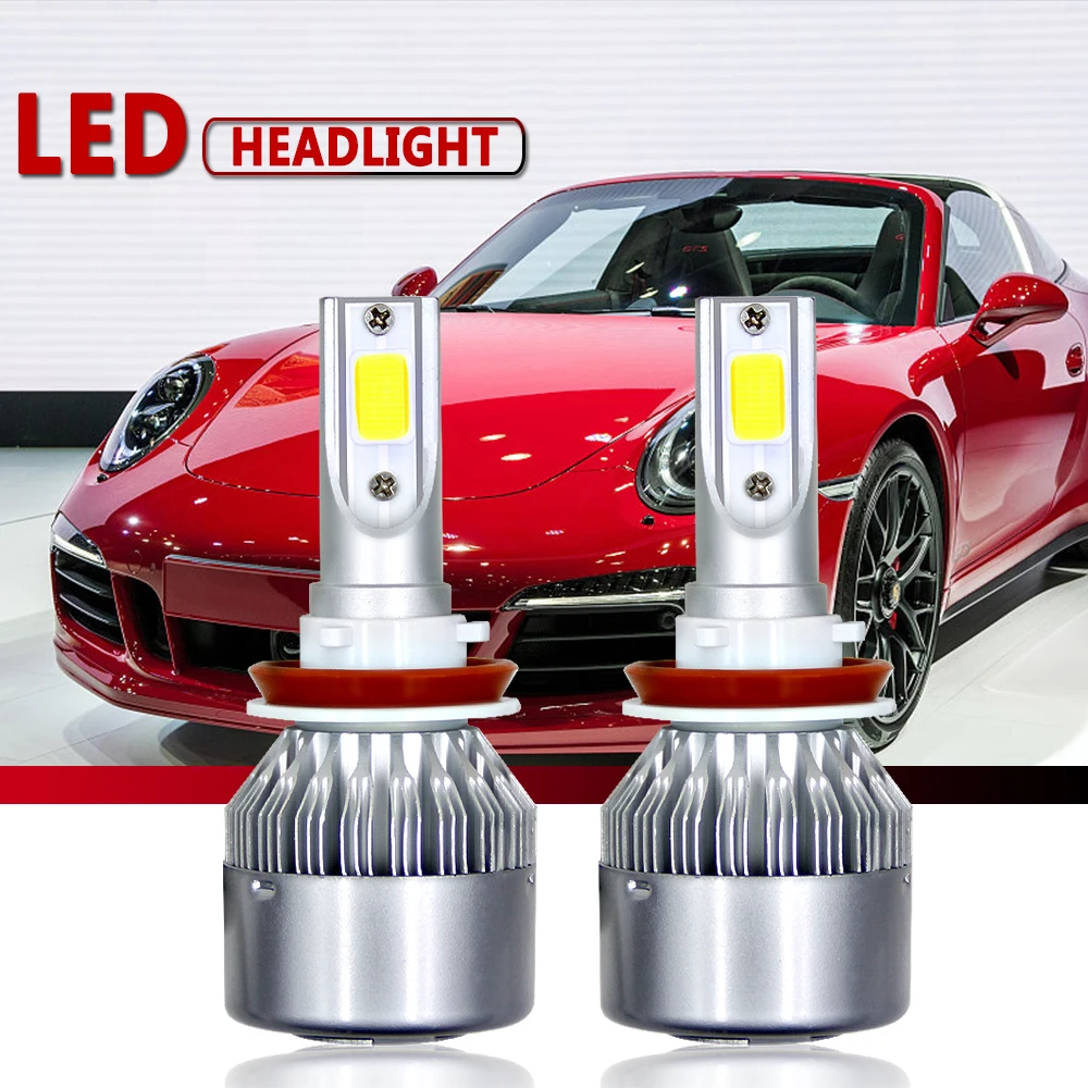 

2Pcs C6 With Fan H4 H7 LED Headlight H1 H3 H7 H8 H9 H11 H13 9004 9005 9006 9007 880 COB Car Light Hi Low Beam LED Headlamp 12V