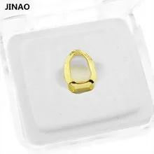 JINAO желтое золото цвет покрытием полые открытым лицом Grillz Один Топ зубы кепки хип хоп зуб грили для подарка