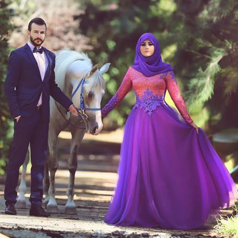 ^*Best Offers Mode Islamitische Moslim Avondjurk Met Hijab Lange Mouwen Dubai Kaftan Turks Arabisch Prom Gown voor Wedding Party Custom Made