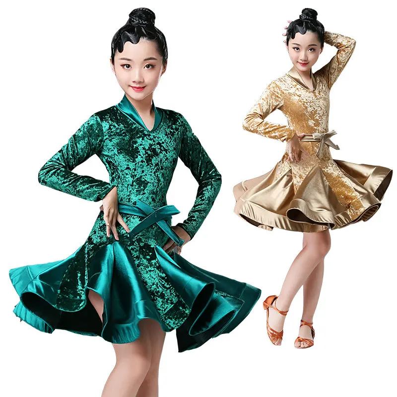 Vestidos latinos para baile de salón, vestido de para niños, falda de samba, cha, salsa estándar, Otoño e - AliExpress