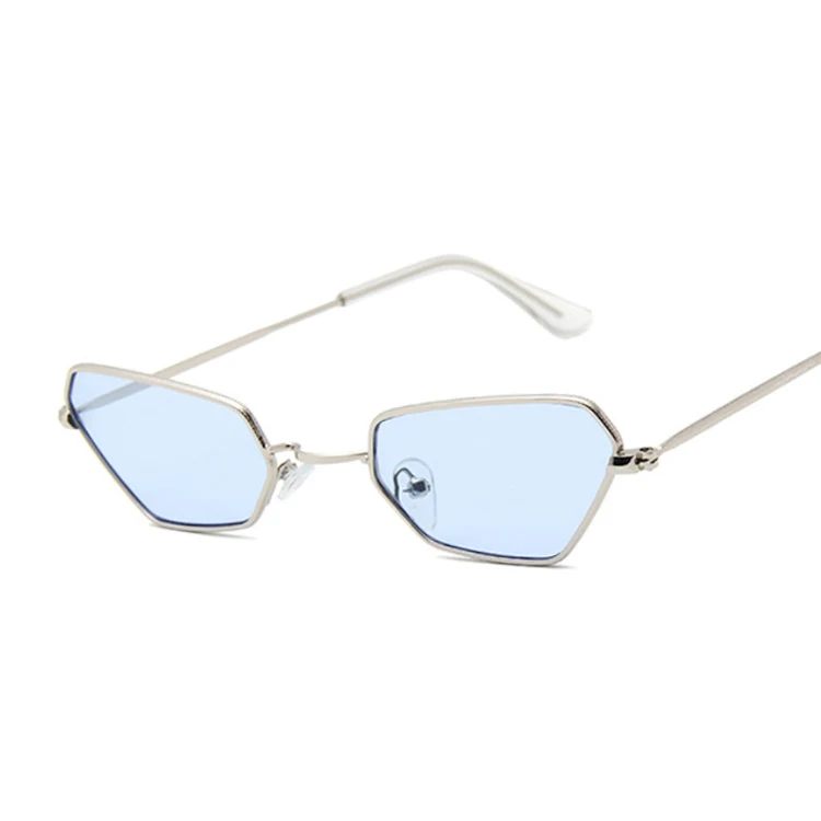 Женские солнцезащитные очки "кошачий глаз" в ретро стиле, брендовые, желтые, металлические, цветные, модные, дизайнерские - Цвет линз: SilverBlue
