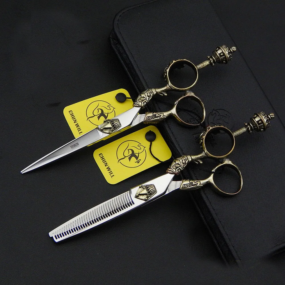 

6inch Crown Professional Shears Dog Pet Grooming Scissors Tool Animal Haircut Supplier Instruments Straight Thinning Scissor