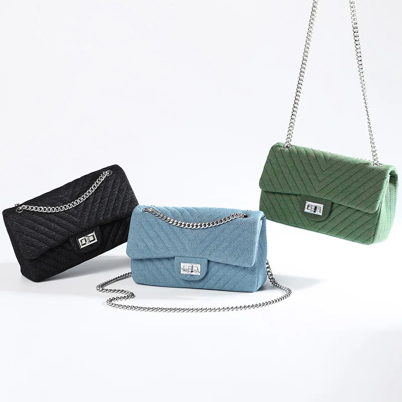 

Aiuwo Luxury Handbags Shoulder Bags For Women 2018 Crossbody Chains Messenger Bag Denim High Quality Fashion Small Flap Bag