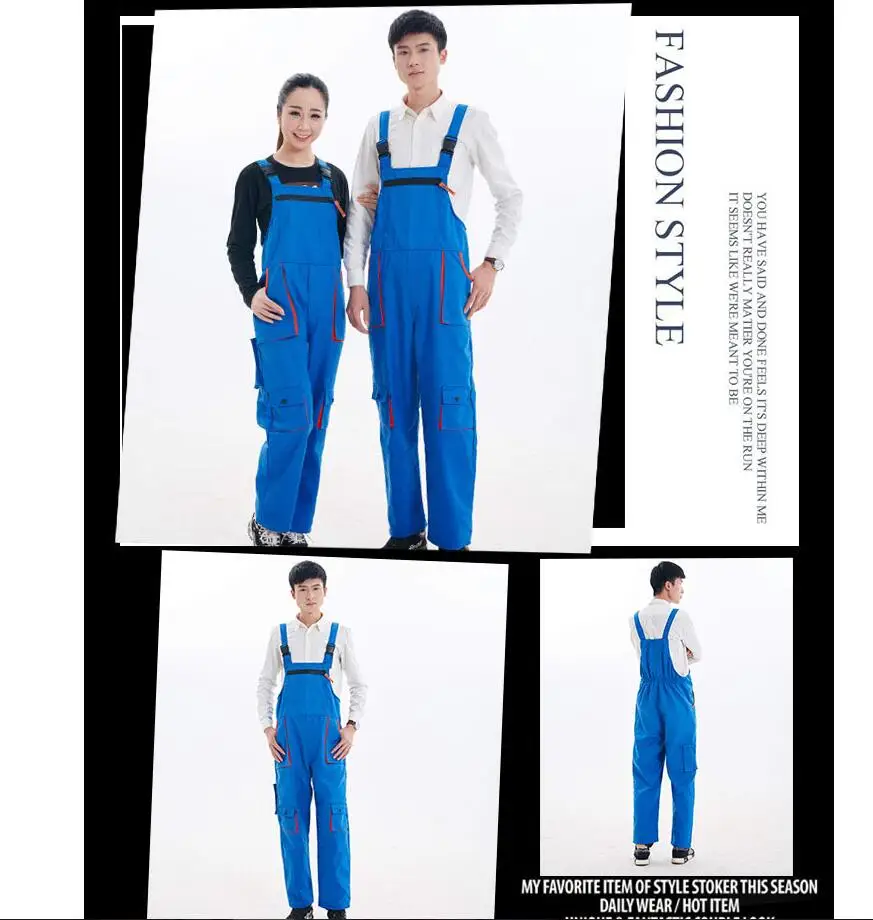 Men Women Bib Overalls Work Clothing Protective Coverall Repairman Strap Jumpsuits Working Uniforms Sleeveless Coveralls 4 Color