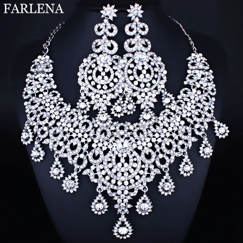 Комплект из колье и серёг с кристаллами|necklace earring set|jewelry setsearrings set |