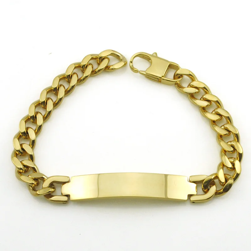 Pulsera De Oro Negro/azul Oscuro Para Hombre, Pulsera De Oro Macizo De 14 Quilates Para Hombre, Pulsera De Oro Auténtico Para Hombre (18-20 Cm), Brazalete De Acero Inoxidable Y Oro Para Hombre