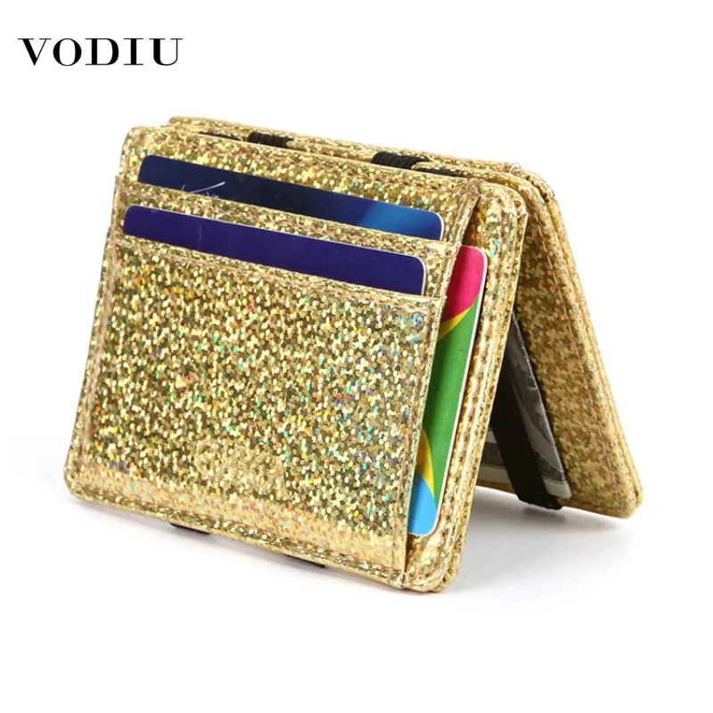 

Wallet Female Cards Holder Holographic PU Laser Sequin Magic Wallet Creative Vogue Ladies Business Portfolio Card Holder Wallets