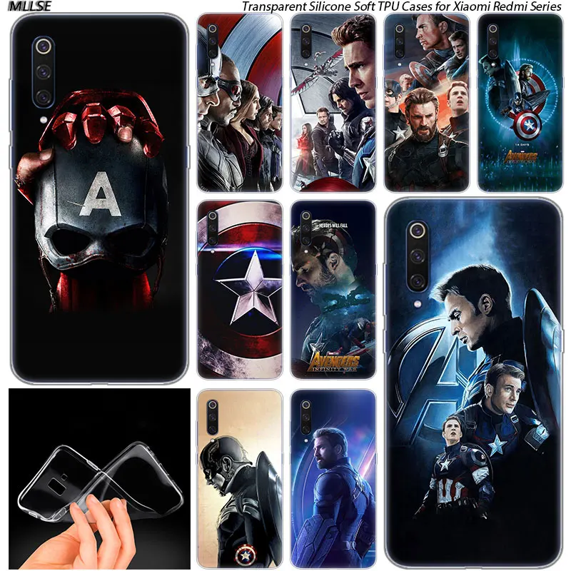 

The Avengers Marvel Captain America Soft Case for Xiaomi Pocophone F1 Mi 5X A1 6X A2 8 SE Lite Play Mix3 9 9SE 9T Pro CC9