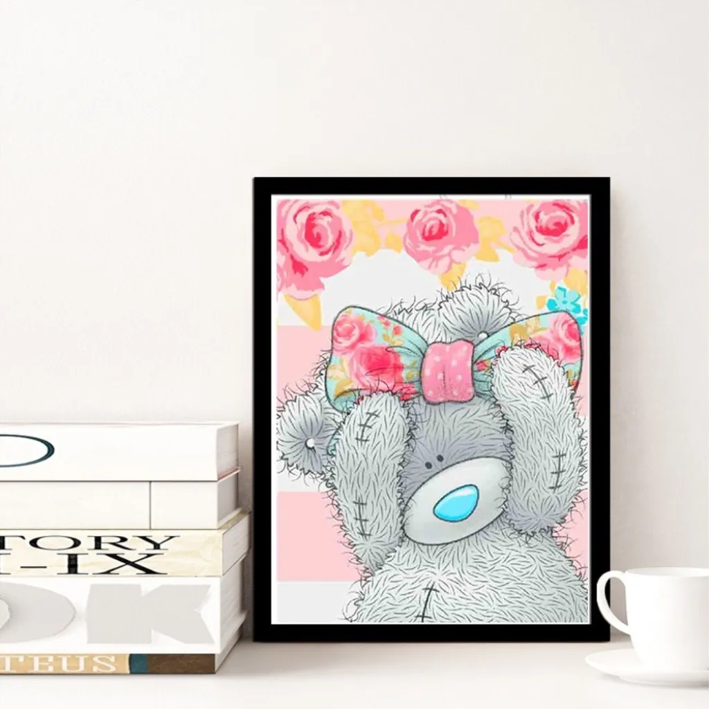 Cute Bear Diamond Painting Kit, 5D DIY Diamond Embroidery Rhinestone Cross Stitch Painting Home Decor for Adults Paint By Number
