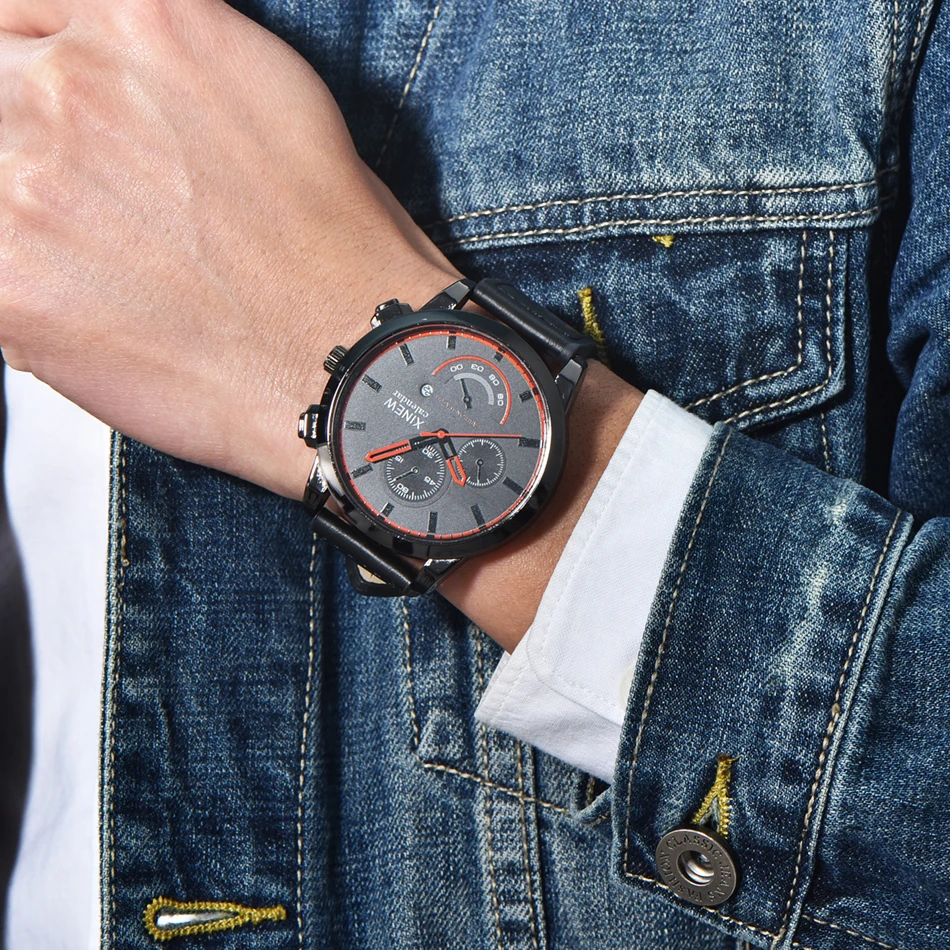 Часы мужские кварцевые с календарем кожаным ремешком и 2018|wristwatch brand|wristwatch menswristwatch