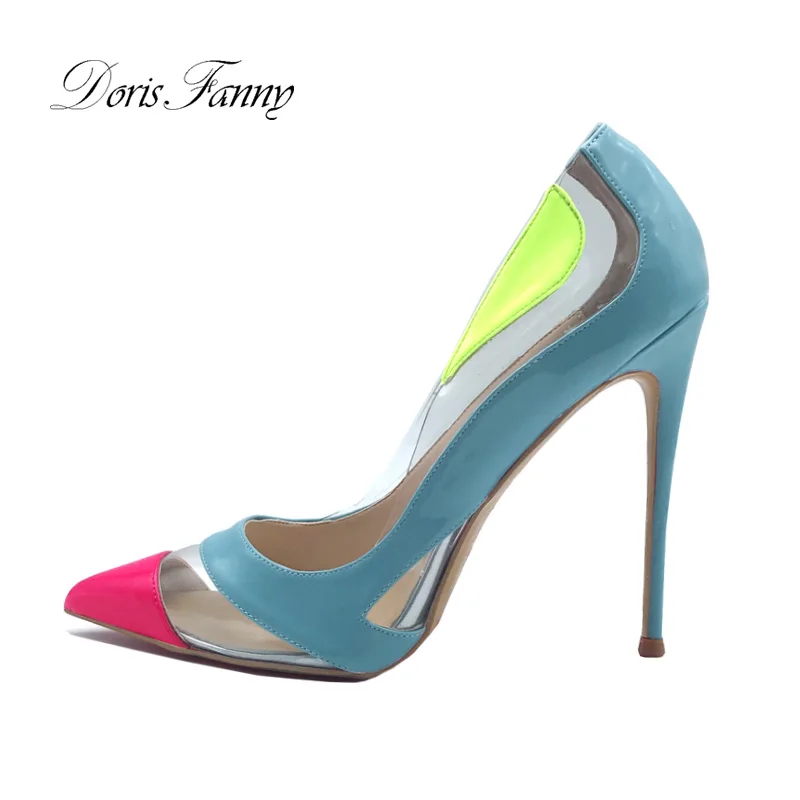 Doris Fanny 2019 Shoes Woman See Through PVC Transparent multicolors women pumps ladies shoes stiletto high heels