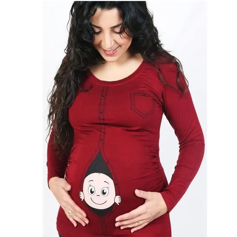 Новинка года; Одежда для беременных; забавная Футболка с принтом для беременных; большие размеры; Европейская рубашка для беременных; одежда