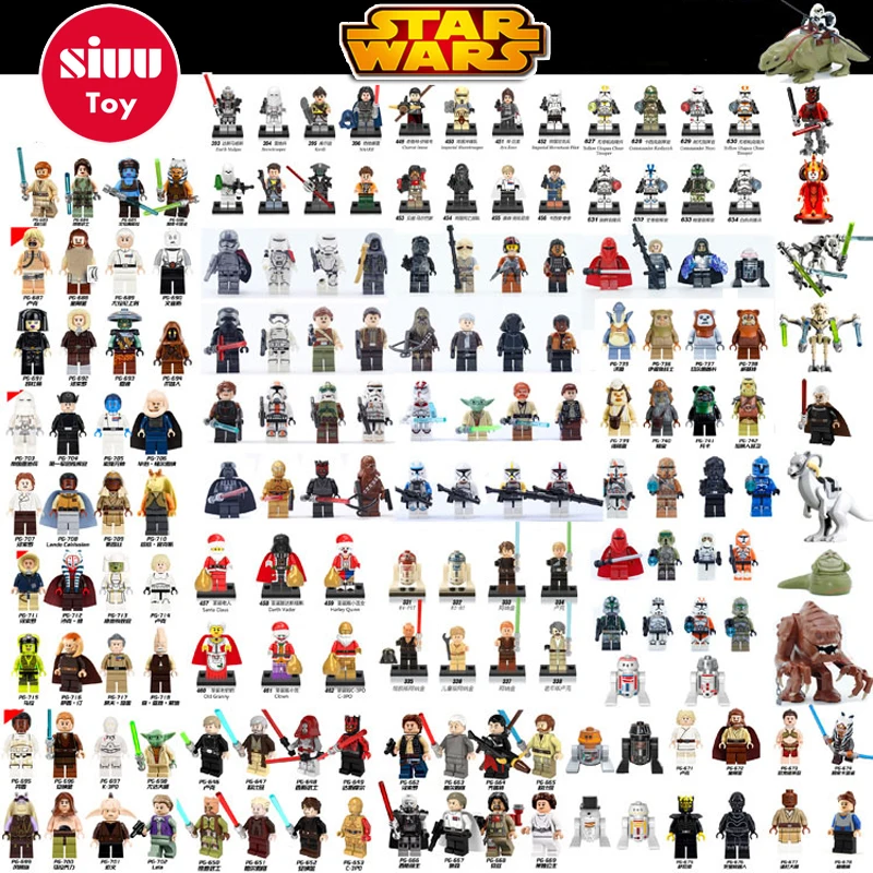 

Single Sale Chewbacca Star Wars Building Block HanSolo Anakin Darth Vader Yoda Jar Jar Toys Compatible legoINGl starwars figures