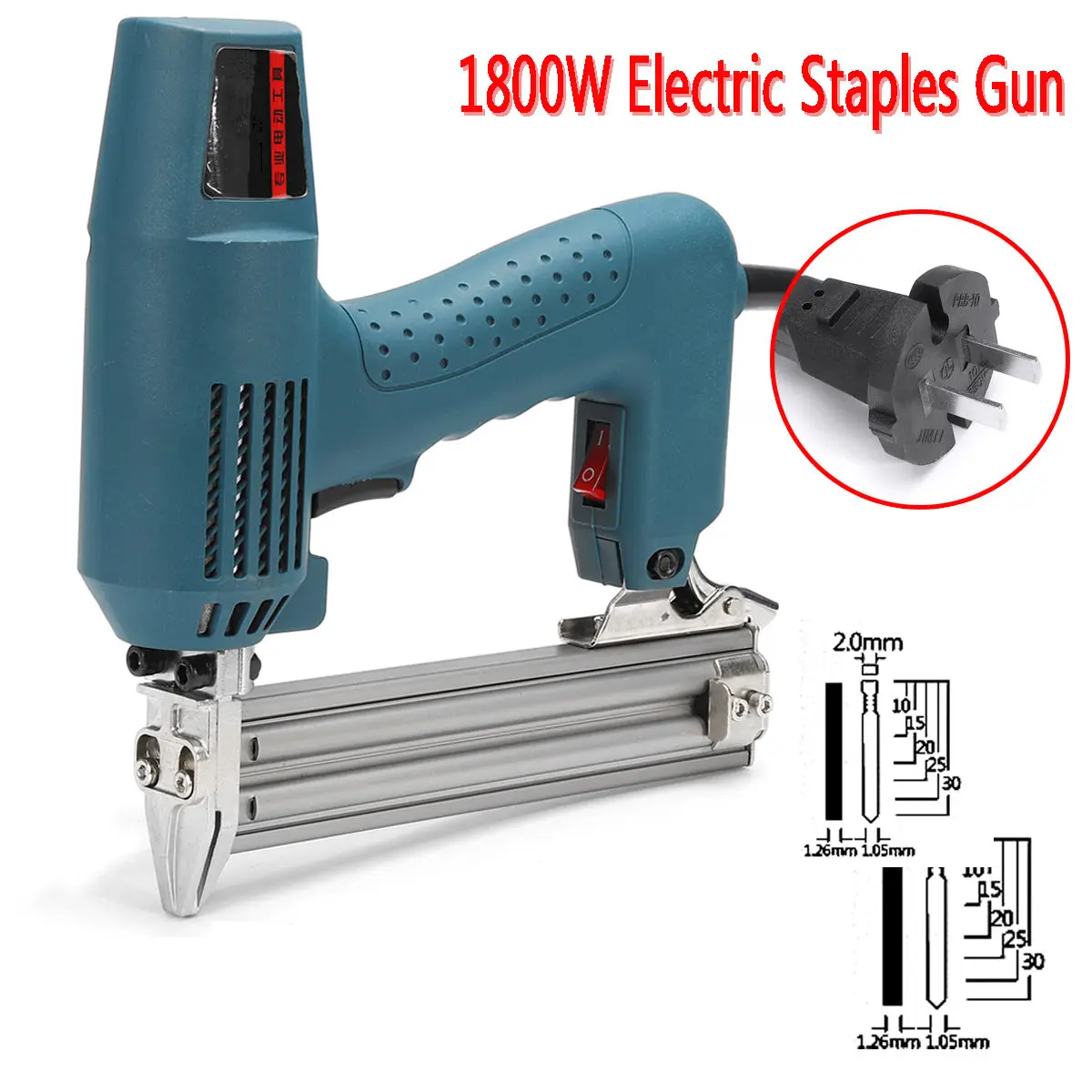 

220-240V AC 1800W Framing Tacker U Stapler Electric Staples for Guns Hand Tool Carpentry Woodworking Tools with 2 Wrenchs