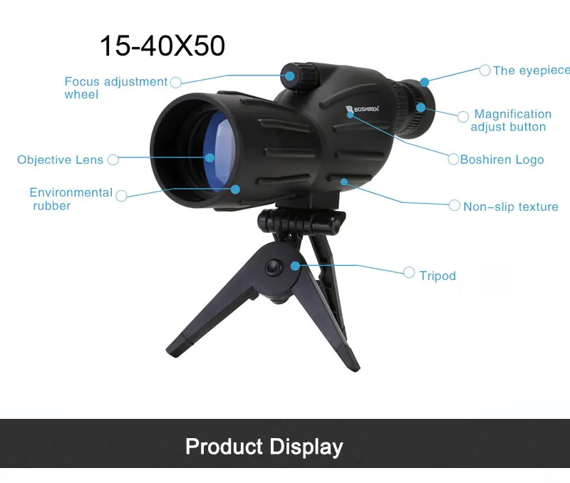 Высокая Мощность HD 15-40x50 зум монокуляр телескоп туризм птица часы бинокль со штативом Зрительная труба telescopio для охоты