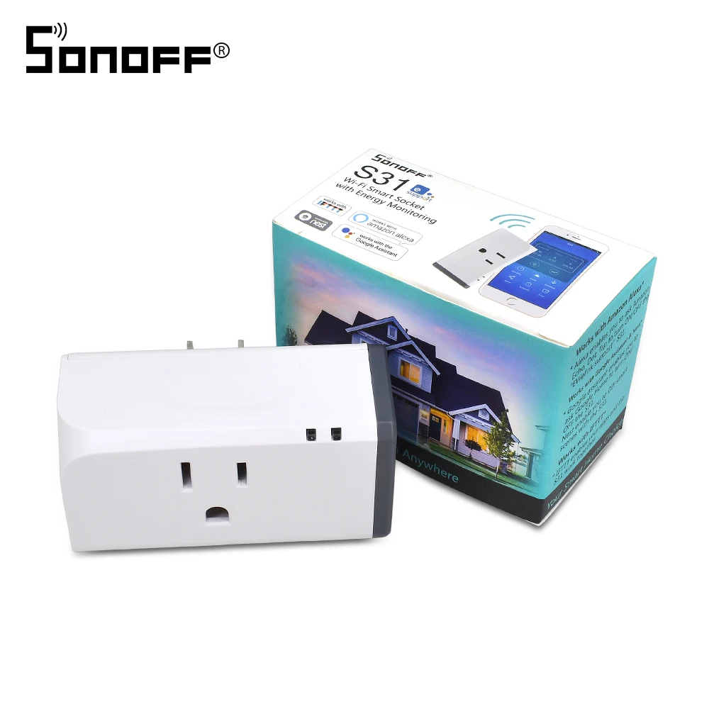 

SONOFF S31 US Wireless WIFI Remote Control Switch Socket Timer Outlet Mini Plug Smart Home Energy Power Monitoring Google Alexa